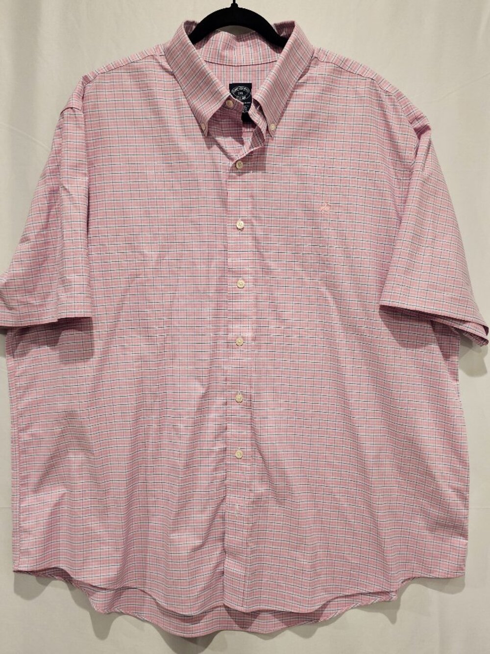 Brooks Brothers Men's Pink Button Up Shirt 2XL Short Sleeve Casual Cotton
